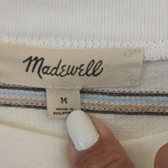 Madewell Striped Puff Drop Shoulder Balloon Sleeve Striped Top 2022 Size M - Picture 12 of 14